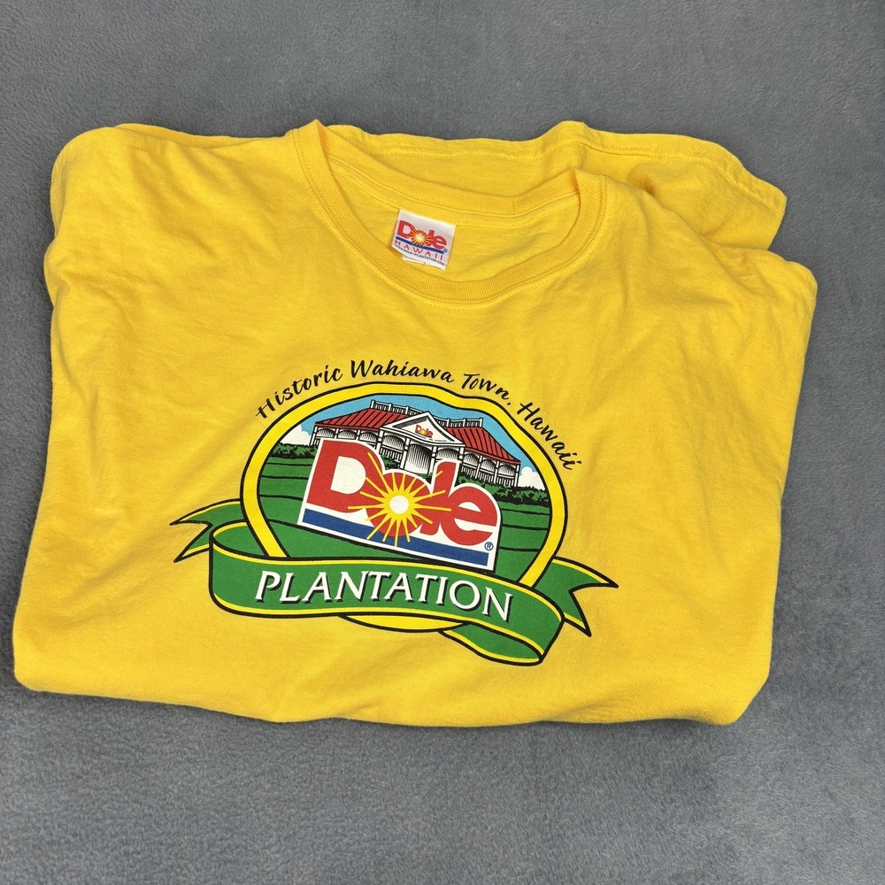 Dole Plantation Hawaii Shirt Mens 2XL Yellow Souvenir Graphic Short Sleeve